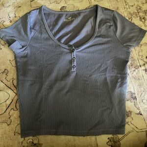 Hollister Gray Fitted Crop T-Shirt